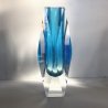 VASO VINTAGE VETRO MURANO SOMMERSO Flavio Poli SFACCETTATO TRASPARENTE AZZURRO