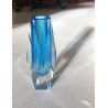 VASO VINTAGE VETRO MURANO SOMMERSO Flavio Poli SFACCETTATO TRASPARENTE AZZURRO