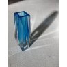 VASO VINTAGE VETRO MURANO SOMMERSO Flavio Poli SFACCETTATO TRASPARENTE AZZURRO