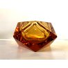 CIOTOLA VASO VETRO MURANO Flavio Poli SFACCETTATO AMBRA TRASPARENTE VINTAGE '70