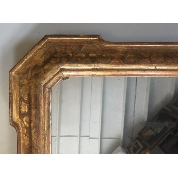 GRANDE ANTICO SPECCHIO SPECCHIERA CORNICE VASSOIO LEGNO DECORO BULINO XIX sec