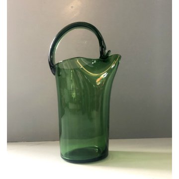 CARAFFA VETRO TRASPARENTE VERDE di Empoli DESIGN BROCCA VERSATOIO VINTAGE EPOCA