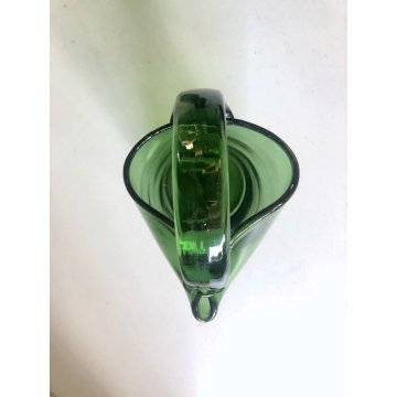 CARAFFA VETRO TRASPARENTE VERDE di Empoli DESIGN BROCCA VERSATOIO VINTAGE EPOCA