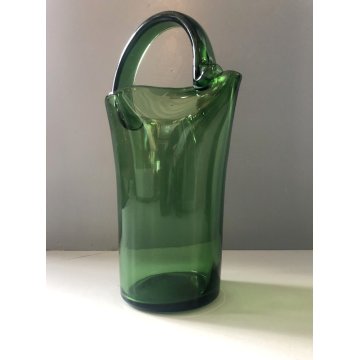 CARAFFA VETRO TRASPARENTE VERDE di Empoli DESIGN BROCCA VERSATOIO VINTAGE EPOCA