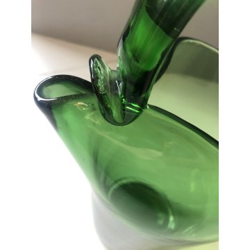 CARAFFA VETRO TRASPARENTE VERDE di Empoli DESIGN BROCCA VERSATOIO VINTAGE EPOCA