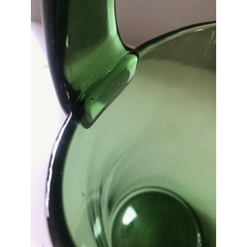 CARAFFA VETRO TRASPARENTE VERDE di Empoli DESIGN BROCCA VERSATOIO VINTAGE EPOCA