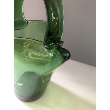 CARAFFA VETRO TRASPARENTE VERDE di Empoli DESIGN BROCCA VERSATOIO VINTAGE EPOCA