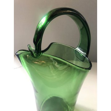 CARAFFA VETRO TRASPARENTE VERDE di Empoli DESIGN BROCCA VERSATOIO VINTAGE EPOCA