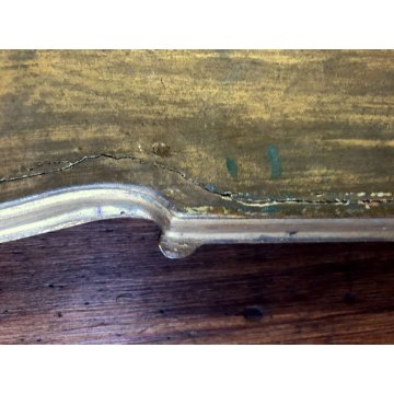 ANTICO VASSOIO LEGNO SAGOMATO SPECCHIO DECORO VENEZIANO FOGLIA ORO EPOCA '800