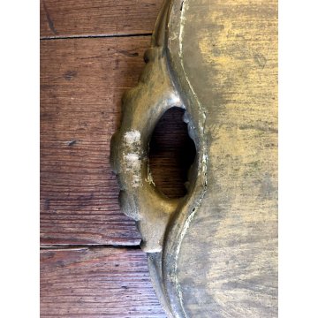 ANTICO VASSOIO LEGNO SAGOMATO SPECCHIO DECORO VENEZIANO FOGLIA ORO EPOCA '800