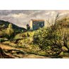 GRANDE QUADRO OLIO FIRMATO PAESAGGIO COLLINA CASOLARE CAMPAGNA IMPRESSIONISTA 69