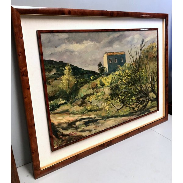 QUADRO OLIO SU Tela Paesaggio Collinare Senza Cornice 35x45 Cm EUR