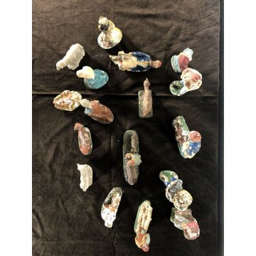 RARO ANTICO PRESEPE 17 STATUINE GESSO ANIMALI NATIVITA' NATALE EPOCA primo '900