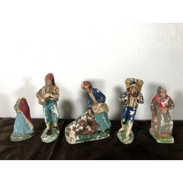 RARO ANTICO PRESEPE 17 STATUINE GESSO ANIMALI NATIVITA' NATALE EPOCA primo '900