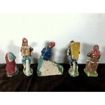 RARO ANTICO PRESEPE 17 STATUINE GESSO ANIMALI NATIVITA' NATALE EPOCA primo '900