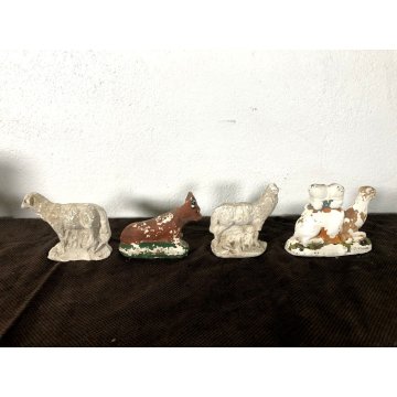 RARO ANTICO PRESEPE 17 STATUINE GESSO ANIMALI NATIVITA' NATALE EPOCA primo '900