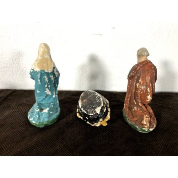 RARO ANTICO PRESEPE 17 STATUINE GESSO ANIMALI NATIVITA' NATALE EPOCA primo '900