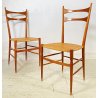 ANTICA COPPIA SEDIE CHIAVARINE 1960 DESIGN POLTRONA CHAIR LEGNO PAGLIA VINTAGE