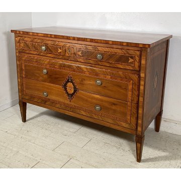 ANTICO RARISSIMO COMO LEGNO NOCE INTARSIATO DIRETTORIO 1800 CASSETTONE OLD EPOCA