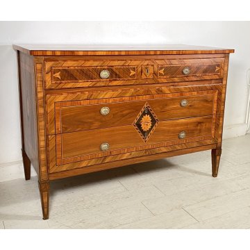 ANTICO RARISSIMO COMO LEGNO NOCE INTARSIATO DIRETTORIO 1800 CASSETTONE OLD EPOCA