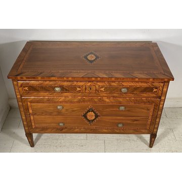 ANTICO RARISSIMO COMO LEGNO NOCE INTARSIATO DIRETTORIO 1800 CASSETTONE OLD EPOCA