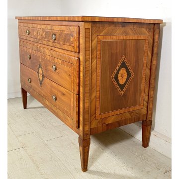 ANTICO RARISSIMO COMO LEGNO NOCE INTARSIATO DIRETTORIO 1800 CASSETTONE OLD EPOCA