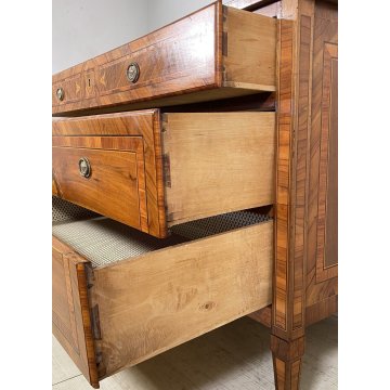 ANTICO RARISSIMO COMO LEGNO NOCE INTARSIATO DIRETTORIO 1800 CASSETTONE OLD EPOCA