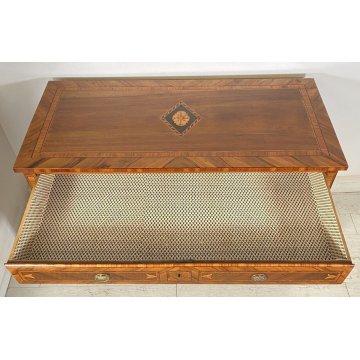 ANTICO RARISSIMO COMO LEGNO NOCE INTARSIATO DIRETTORIO 1800 CASSETTONE OLD EPOCA