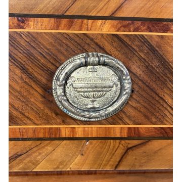 ANTICO RARISSIMO COMO LEGNO NOCE INTARSIATO DIRETTORIO 1800 CASSETTONE OLD EPOCA