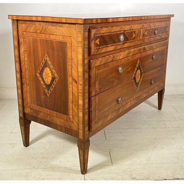 ANTICO RARISSIMO COMO LEGNO NOCE INTARSIATO DIRETTORIO 1800 CASSETTONE OLD EPOCA