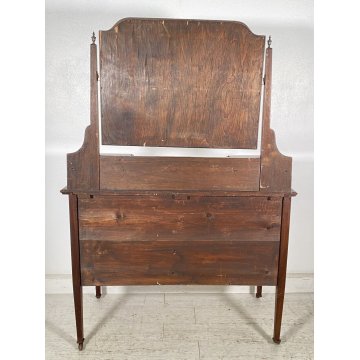 ANTICO COMO LEGNO MOGANO INTARSIATO TOILETTE INGLESE FINE 1800 SPECCHIO BAGNO 