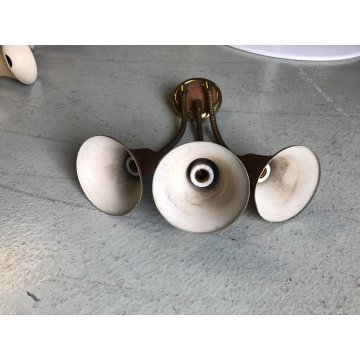 3 APPLIQUE VINTAGE WALL LAMP 3 BRACCI STELO FLESSIBILE OTTONE PARALUME CAMPANA
