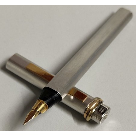 PENNA STILOGRAFICA Cartier Vendome TRINITY ACCIAIO ORO vintage OLD FOUNTAIN PEN
