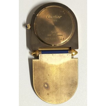 Must de Cartier OROLOGIO TAVOLO quartz SVEGLIA VIAGGIO BLU ORO vintage BOX 535