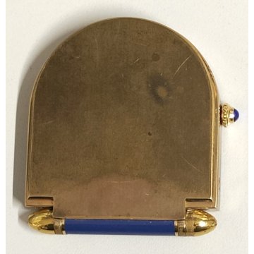 Must de Cartier OROLOGIO TAVOLO quartz SVEGLIA VIAGGIO BLU ORO vintage BOX 535