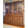 ANTICA CREDENZA FARMACIA 40 CASSETTI 4 ANTE 1800 LEGNO NOCE CASSETTIERA VETRINA