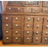 ANTICA CREDENZA FARMACIA 40 CASSETTI 4 ANTE 1800 LEGNO NOCE CASSETTIERA VETRINA