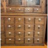 ANTICA CREDENZA FARMACIA 40 CASSETTI 4 ANTE 1800 LEGNO NOCE CASSETTIERA VETRINA