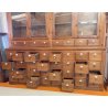 ANTICA CREDENZA FARMACIA 40 CASSETTI 4 ANTE 1800 LEGNO NOCE CASSETTIERA VETRINA