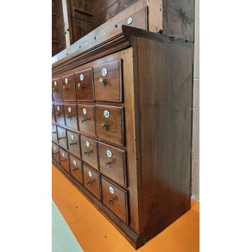 ANTICA CREDENZA FARMACIA 40 CASSETTI 4 ANTE 1800 LEGNO NOCE CASSETTIERA VETRINA