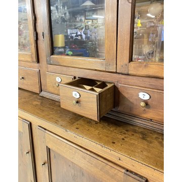 ANTICA CREDENZA FARMACIA 20 CASSETTI 10 ANTE 1800 LEGNO NOCE CASSETTIERA VETRINA