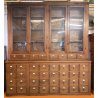 ANTICO NEGOZIO FARMACIA 60 CASSETTI 14 ANTE 1800 BANCONE LEGNO NOCE CASSETTIERA