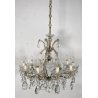 LAMPADARIO SOFFITTO MARIA TERESA LIBERTY VETRO PRIMI 1900 GOCCE LAMP 11 LUCI OLD