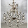 LAMPADARIO SOFFITTO MARIA TERESA LIBERTY VETRO PRIMI 1900 GOCCE LAMP 11 LUCI OLD