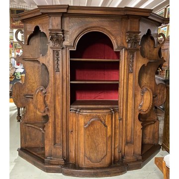 ANTICO CONFESSIONALE SEICENTO 1600 LEGNO NOCE CREDENZA BUFFET LIBRERIA MOBILE