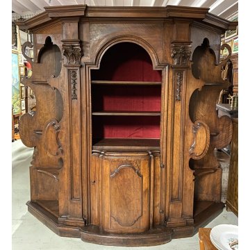 ANTICO CONFESSIONALE SEICENTO 1600 LEGNO NOCE CREDENZA BUFFET LIBRERIA MOBILE