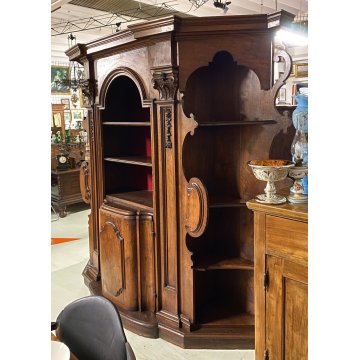 ANTICO CONFESSIONALE SEICENTO 1600 LEGNO NOCE CREDENZA BUFFET LIBRERIA MOBILE