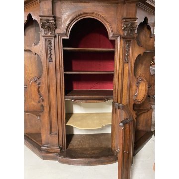 ANTICO CONFESSIONALE SEICENTO 1600 LEGNO NOCE CREDENZA BUFFET LIBRERIA MOBILE