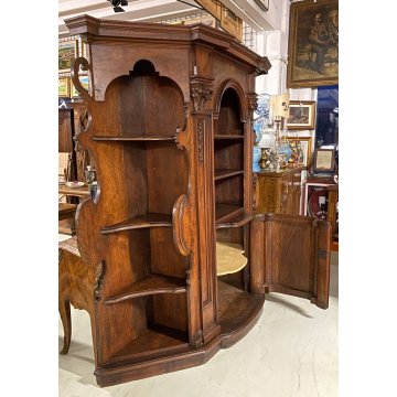 ANTICO CONFESSIONALE SEICENTO 1600 LEGNO NOCE CREDENZA BUFFET LIBRERIA MOBILE