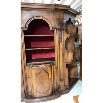 ANTICO CONFESSIONALE SEICENTO 1600 LEGNO NOCE CREDENZA BUFFET LIBRERIA MOBILE